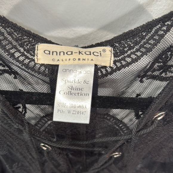 Anna-Kaci California Black Lace Sparkle Shine Cover Up‎ Top Boho Festival - Picture 2 of 7